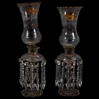 Pair, 19th Century Baccarat Crystal Mantle Lusters