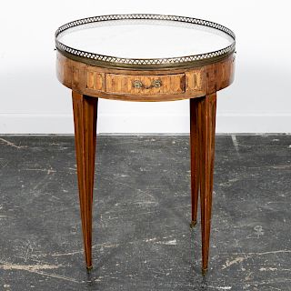 Louis XVI Style Marble Top Inlaid Bouillotte Table