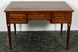 20th C. Louis XVI Style Mahogany Bureau Plat Desk