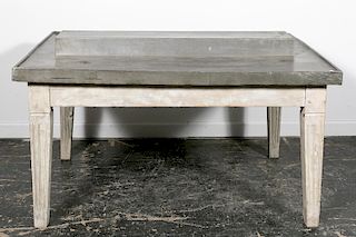 20th C. French Zinc Top Painted Market Table