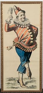 Vintage French Jester Poster Lithograph