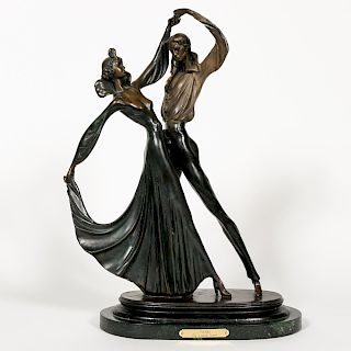 After Louis Icart "Tango" Bronze Figural Sculpture