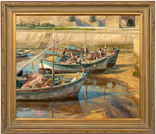 Tom Hughes, "Mediterranean Low Tide" Oil Painting
