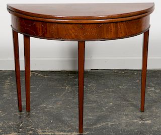 19th C. American Federal Demilune Card Table