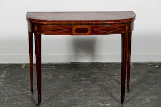 American Federal Inlaid Demilune Card Table