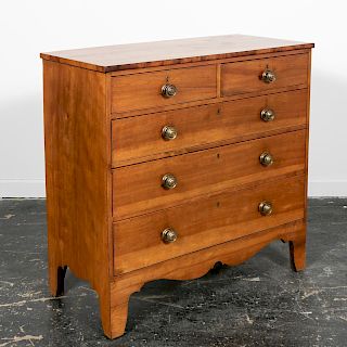 19th C. American Federal Five Drawer Cherry Chest