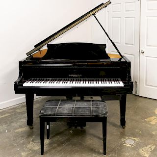 Sherman Clay Ebonized Baby Grand Piano, Bench