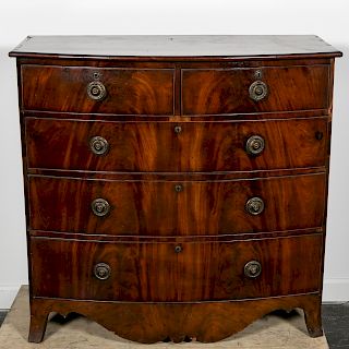 American Federal Style Five Drawer Bowfront Chest
