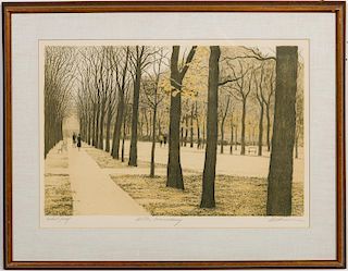 Harold Altman, "Allee Luxembourg" Lithograph 1980