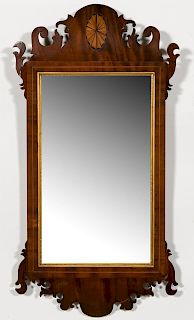 Small 18/19th C. Chippendale Inlaid Partial Mirror