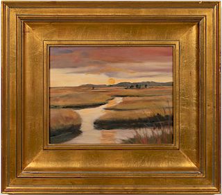 Janet Powers "Sun Rise Marsh" Oil On Canvas