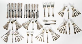 97 PC Wallace "Rose Point" Sterling Flatware Set