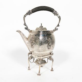 Wm. Hutton Silverplated Kettle on Stand, 1907
