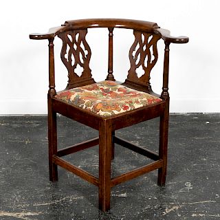 19th C. Georgian Style Oak Corner Chair