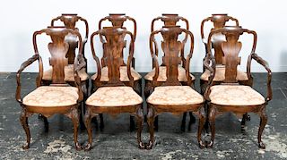 Set, Eight George II Style Walnut Dining Chairs