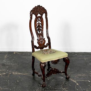Carved Queen Anne Style Side Chair, 19th C.