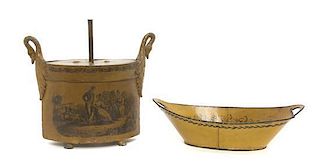 Two French Tole Articles, Width of basket 11 3/4 inches.