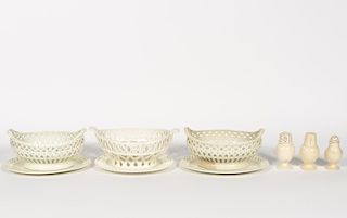 Group, 9 PC. 19th C. Creamware Baskets and Shakers