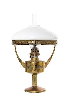 An Art Deco Brass Fluid Lamp, Height 20 1/2 inches.