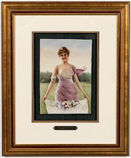 KPM Hand-Painted Plaque, Young Woman