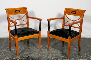 Pair, 19th Century Biedermeier Armchairs