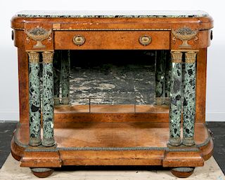 Empire Style Green Marble Top Console Table