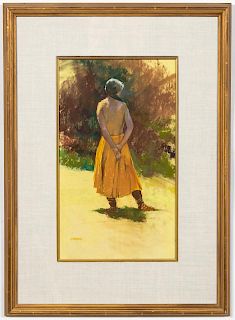 Albert Handell Portrait of a Woman in Yellow
