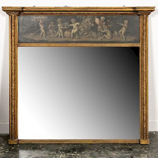 L. 19th C. Classical Style Giltwood Trumeau Mirror