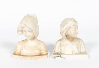 Pair,  Continental Marble Busts of Dutch Children