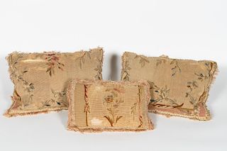 Three Aubusson Tapestry Fragment Pillows