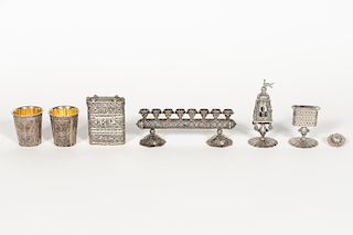 7 PC. Sterling Silver Judaica Ceremonial Grouping