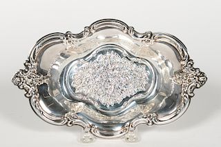 Sterling Silver Oval Repousse Candy Dish