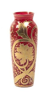 A Continental Enameled Glass Vase, Height 8 1/2 inches.