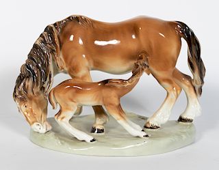 Royal Dux-Bohemia Horse and Fawn Figurine, 11/60