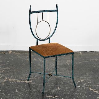 Mario Villa Modern Metal Side Chair, Hide Seat