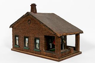 20th C. American Folk Art Model of a Log Cabin