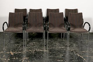 Set of Eight Lowenstein Modern Striped Chairs