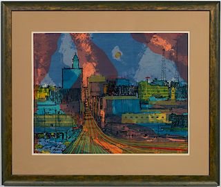 Wendell Mohr, "Skyline" Cityscape Serigraph