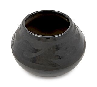 A Santa Clara Pueblo Black Pottery Vase<br>PETRA 