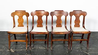 Four, New England Curly Maple Classical Chairs