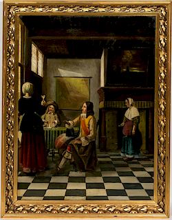 After Pieter de Hooch, Woman Drinking With Two Men