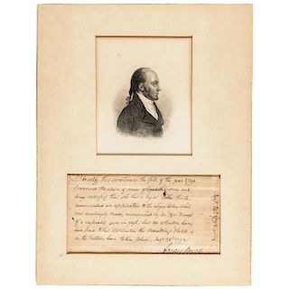 1792 AARON BURR Boldly Signed Legal Statement... He Shot Alexander Hamilton ! 