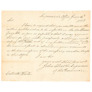 JOHN CHESTER Autograph Letter Signed Connecticut 1798 Revolutionary War Hero