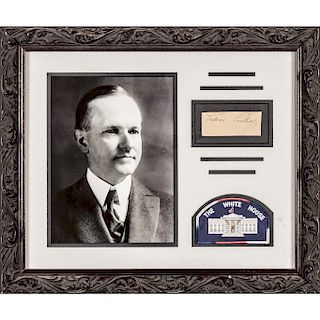 Beautifully Displayed President CALVIN COOLIDGE Framed Clipped Autograph