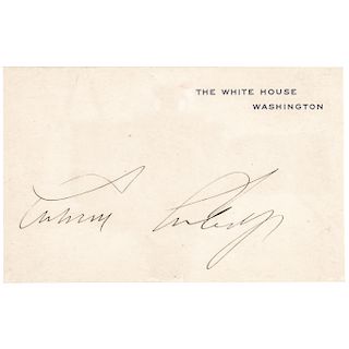 President CALVIN COOLIDGE Signed, The White House - Washington, Card 