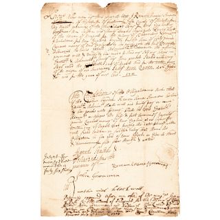 SAMUEL CRANSTON Royal Rhode Island + Providence Plantations Governor Signed 1714