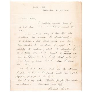 July 6, 1826 EDWARD EVERETT's Letter Reports on JOHN ADAMS Death on July 4th!