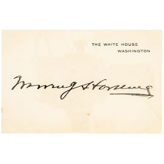 WARREN G. HARDING The White House Card Signed, Warren G Harding as President