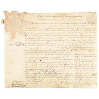 1793 THOMAS MIFFLIN Continental Congress President Gov. of PA Signed Land Grant 
