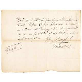 1796 Maj. General PHILIP SCHUYLER Signed Western Inland Lock Navigation Document
